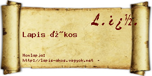 Lapis Ákos névjegykártya